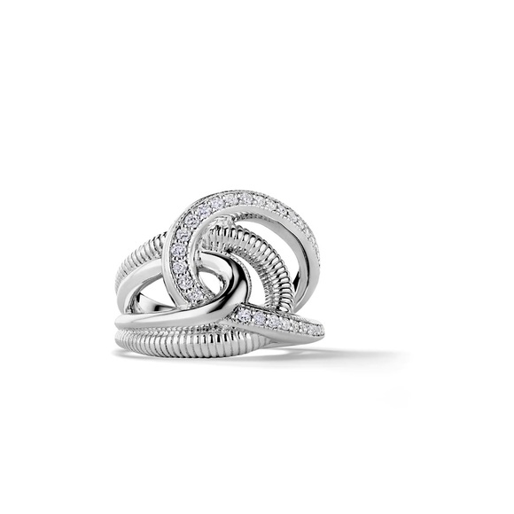Judith Ripka - Eternity Intertwined Ring With Diamonds - Size 7 - Picture 1 of 6